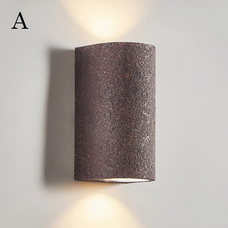 Japanese wabi-sabi retro cement LED wall light - vue 9 sur 11