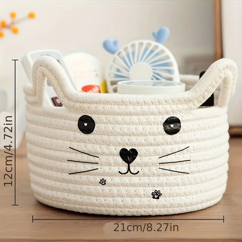 decorative and practical kitten-themed cotton storage baskets