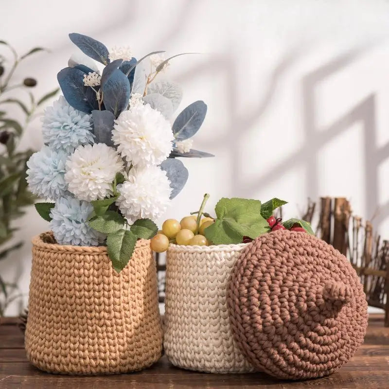cotton rope storage basket for plants and decorations