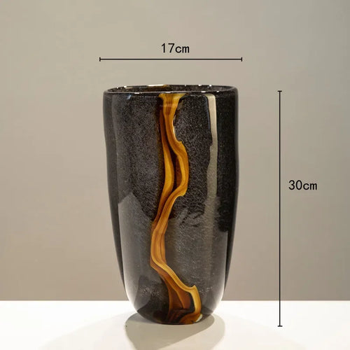 crackle glass vase for decorative flower arrangement - vue 9 sur 9