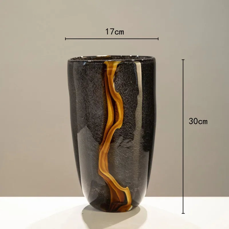 crackle glass vase for decorative flower arrangement - vue 8 sur 9