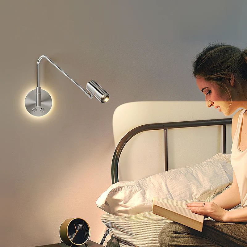 Cream style reading wall lamp with Bauhaus swing arm and touch switch