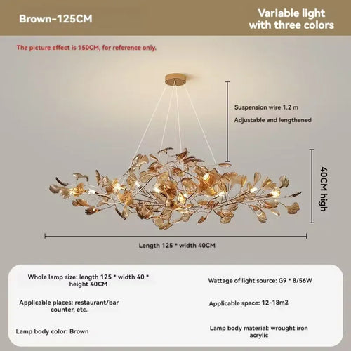 Artpad Nordic romantic chandelier with acrylic leaves for the home - vue 14 sur 21