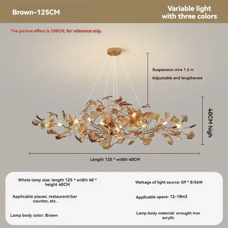 Artpad Nordic romantic chandelier with acrylic leaves for the home - vue 13 sur 21