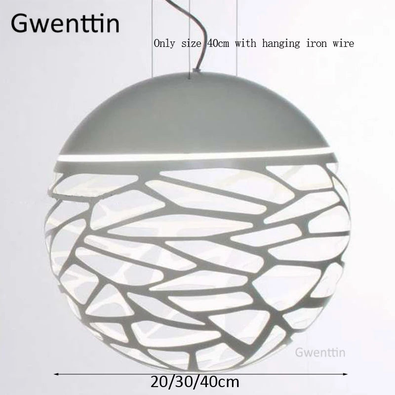 Modern hollow iron pendant light bird cage industrial decoration - vue 4 sur 8