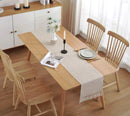 Beige embroidered linen table runner, rustic style