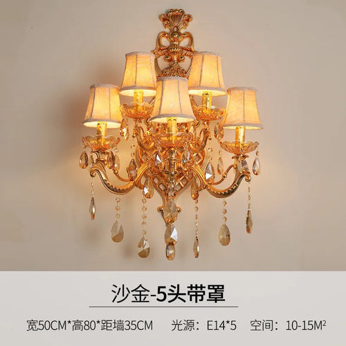 Elegant gold crystal wall light with five heads for stylish interiors - vue 9 sur 8