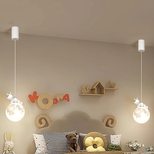 Modern children's cartoon caterpillar planet chandelier - vue 5 sur 12