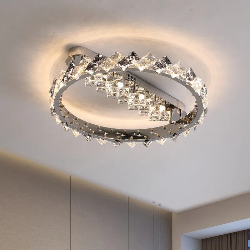 Modern stainless steel chrome chandelier with crystal lighting