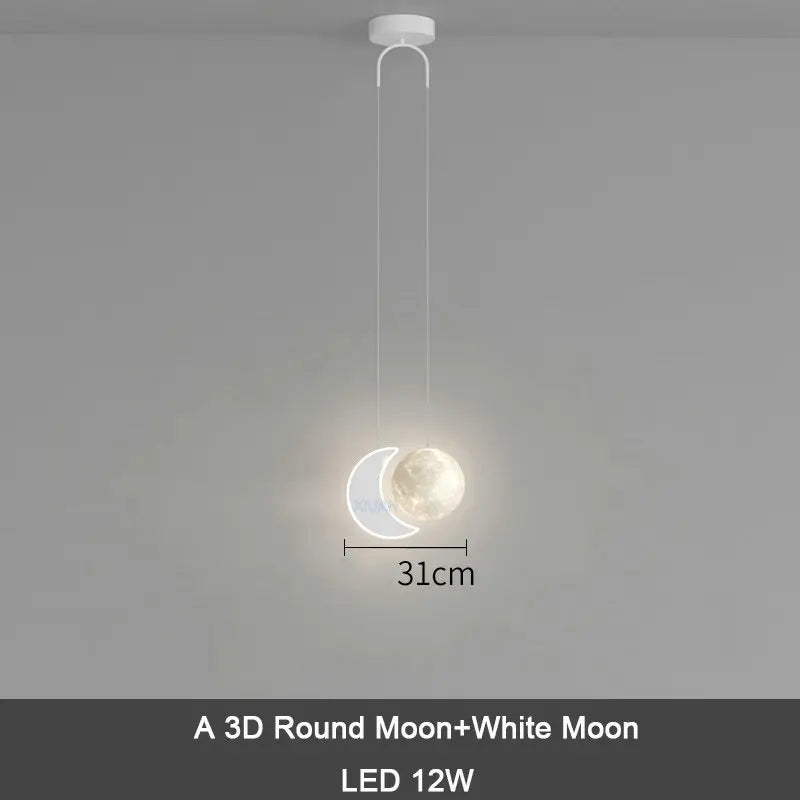 Creative children's pendant light with remote control dimming star cloud moon