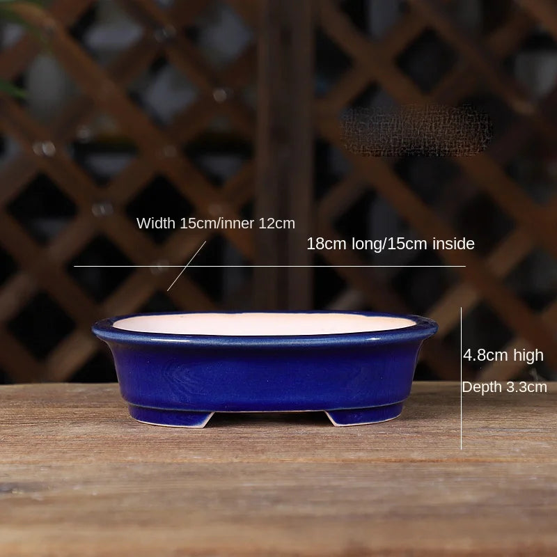 round sand flower pot for retro bonsai and succulents - vue 7 sur 19