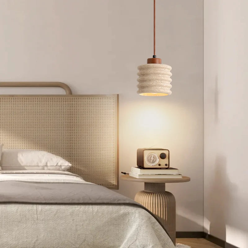 Wabi-sabi stone pendant light for designer interior decor - vue 4 sur 8