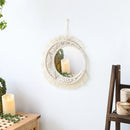 Boho-style macramé wall mirror for interior decoration