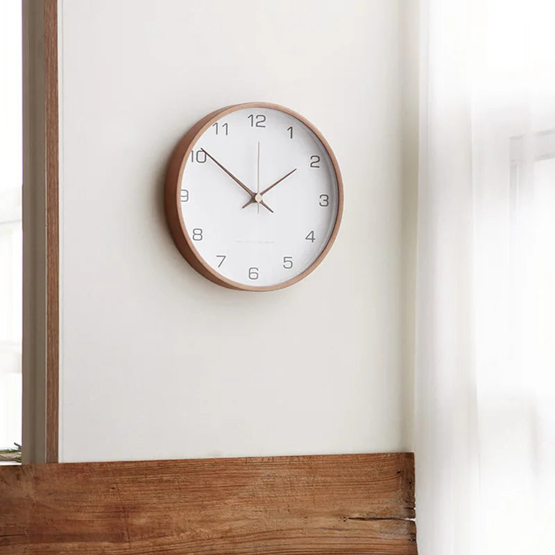 elegant and simple Nordic design wooden and glass wall clock