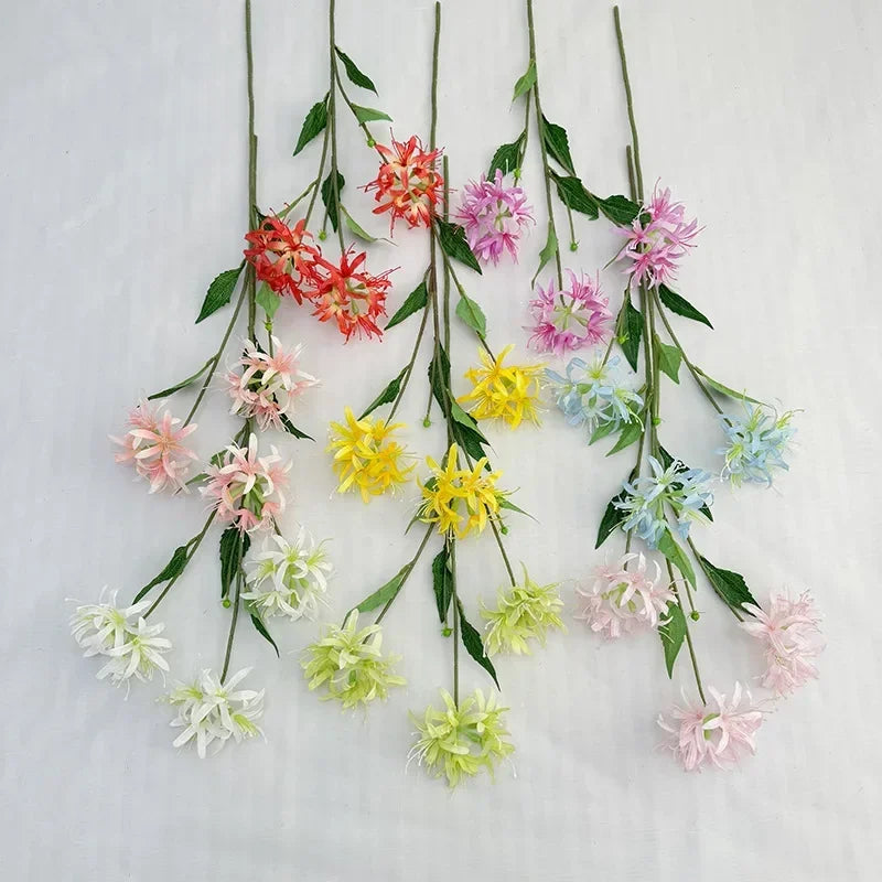 Artificial silk flowers, indoor decor, purple, 3 branches - vue 5 sur 13