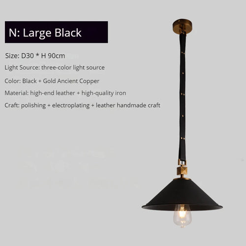 Modern leather chandelier with pendant light and crystal glass - vue 13 sur 14