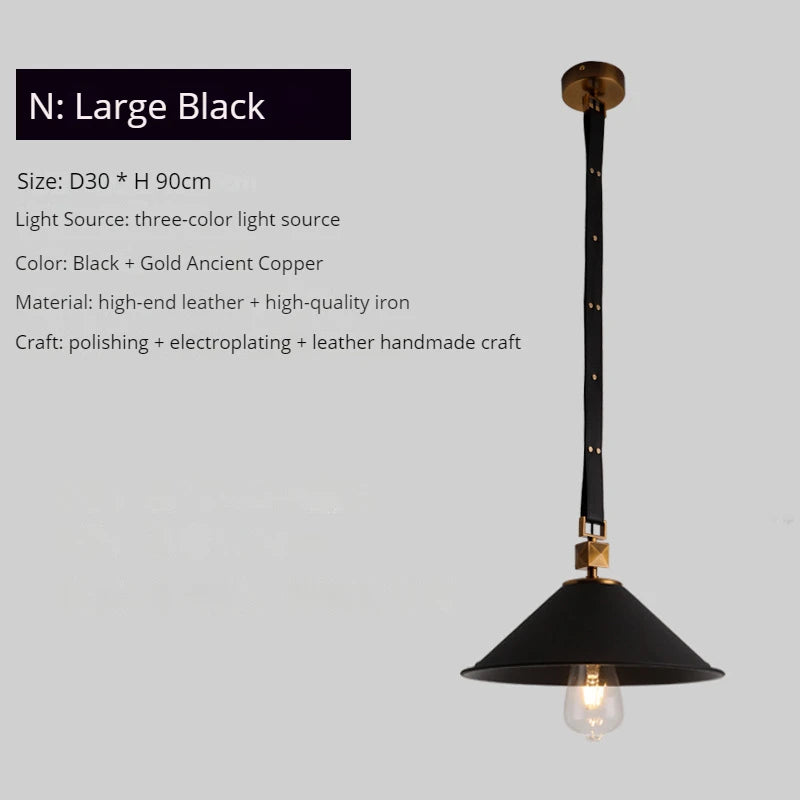 Modern leather chandelier with pendant light and crystal glass - vue 12 sur 14