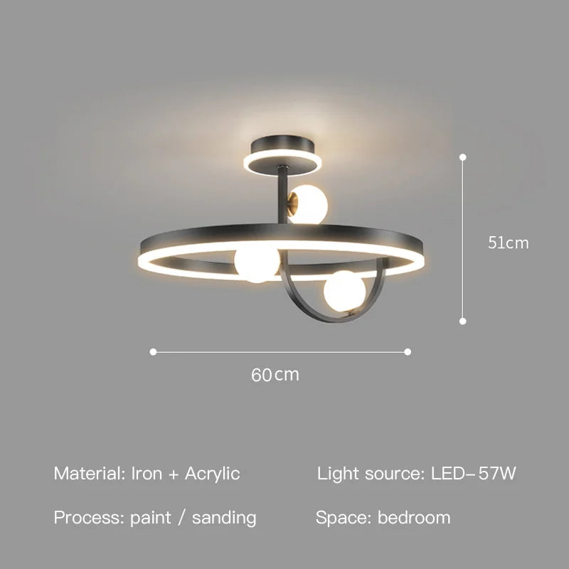 Modern nordic decorative iron LED ceiling light for interiors