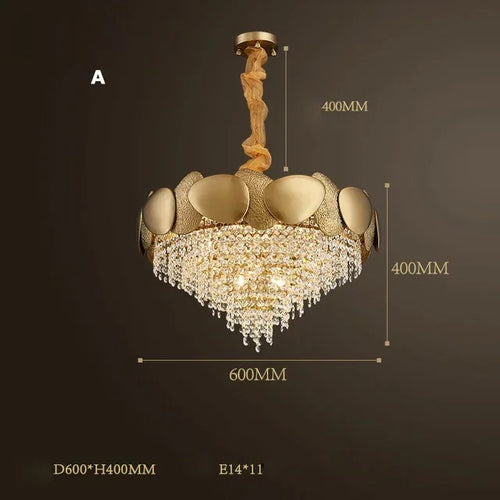 modern crystal chandelier with tassels and stainless steel - vue 12 sur 16