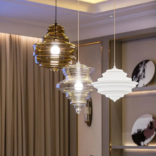 Vintage industrial glass pendant light for artistic lighting - vue 2 sur 15