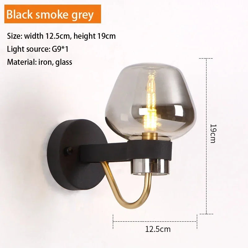 Glass LED wall light for modern interior decoration