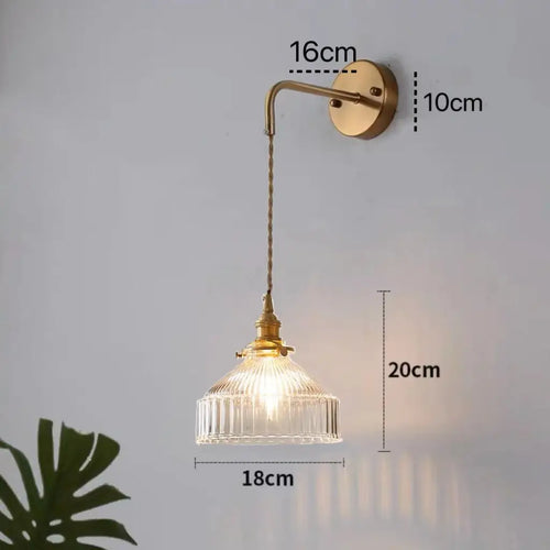 Modern vintage glass wall light for bedroom, mirror, hallway, bedside, cafe, restaurant, switch and plug - vue 19 sur 20