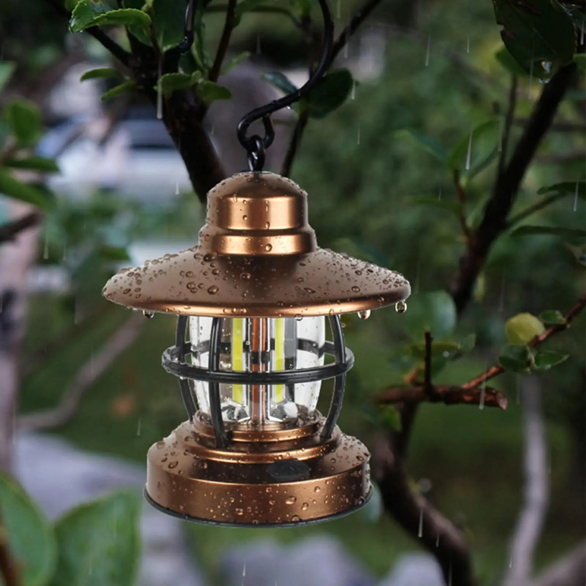 Retro camping lantern battery-powered for indoor and outdoor use