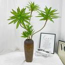 Tropical potted plant with decorative palm and bamboo