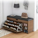Home Shoe Cabinet with Bench, Anti-Dust Shoe Storage Bench, Multi-Layer Wooden Organizer with Cushion and Stable Structure