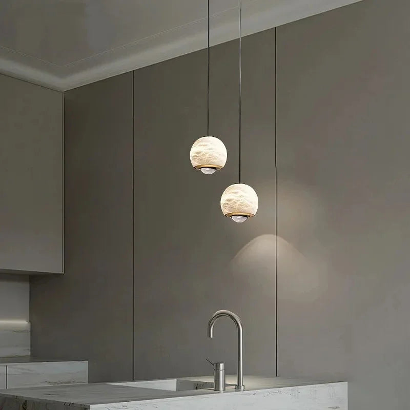 Nordic marble LED pendant light for kitchen island - vue 5 sur 7