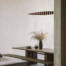 Wooden pendant light modern LED linear lamp for kitchen island, dining room, living room and office