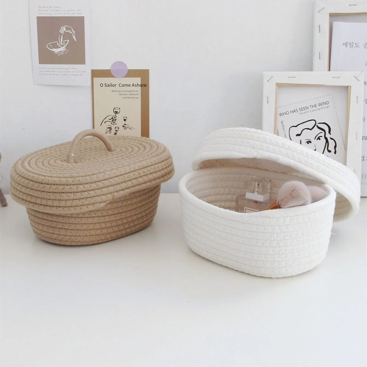 hand-woven multifunctional storage baskets