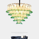 Luxury glass chandelier with suspended LED pendant