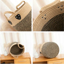 jute and cotton storage basket with handle