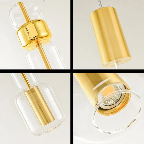Modern glass pendant light with gold and black metal - vue 5 sur 8