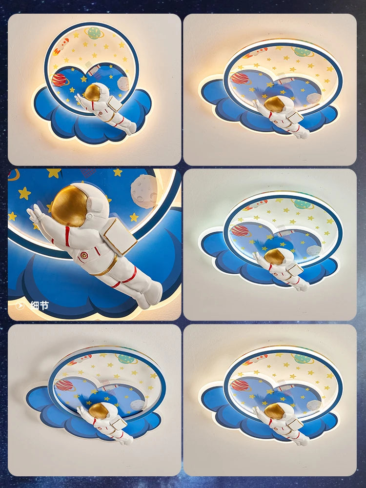 Astronaut cloud-shaped LED dimmable chandelier with remote and eye protection - vue 5 sur 11