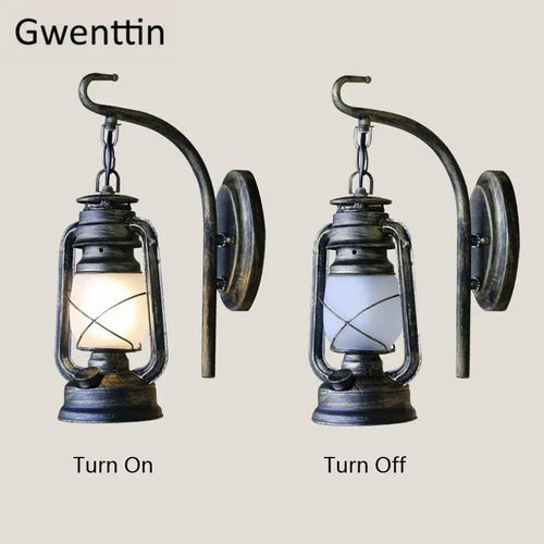 Vintage kerosene-style outdoor country wall light - vue 5 sur 7