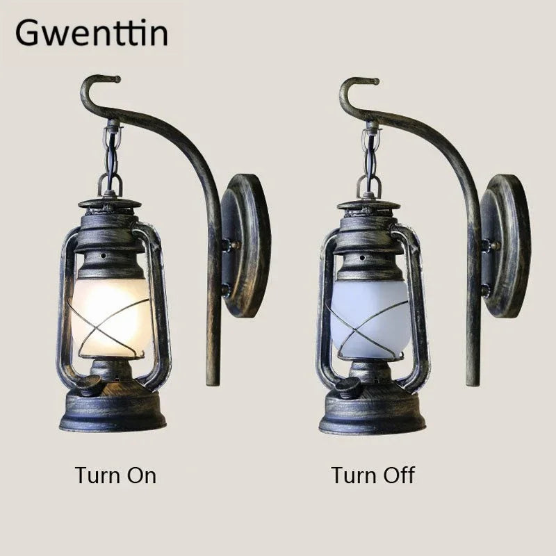 Vintage kerosene-style outdoor country wall light - vue 5 sur 7