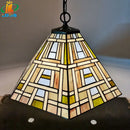 Tiffany style square glass chandelier for Nordic bar