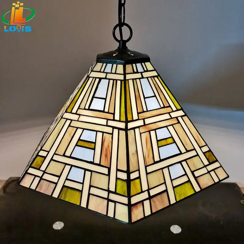 Tiffany style square glass chandelier for Nordic bar - vue 5 sur 6