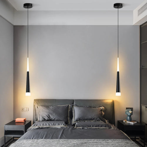 Modern long tube LED pendant light for luxury interior décor - vue 4 sur 30