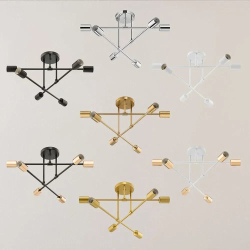 Modern nordic sputnik semi flush chandelier with electroplated finish - vue 3 sur 13