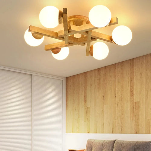 Nordic wood design chandelier for interior decoration - vue 4 sur 11
