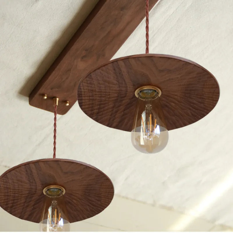 Nordic wooden pendant lamp hand-carved black walnut designer light for bedroom, bedside or restaurant