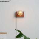 Vintage walnut wall light with pull switch