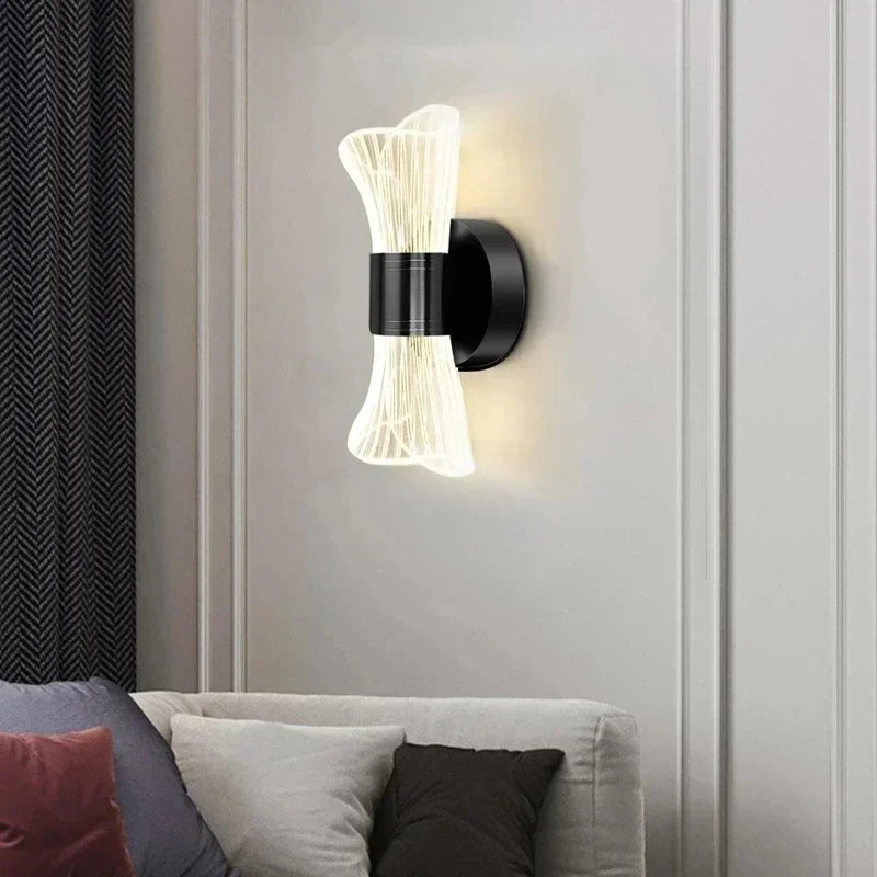 Modern luxury creative acrylic LED wall light gold or black for hallway, bedroom, bedside, corridor, home decor