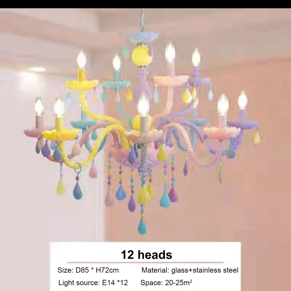 Kawaii crystal rainbow chandelier for children's bedroom decor - vue 17 sur 18