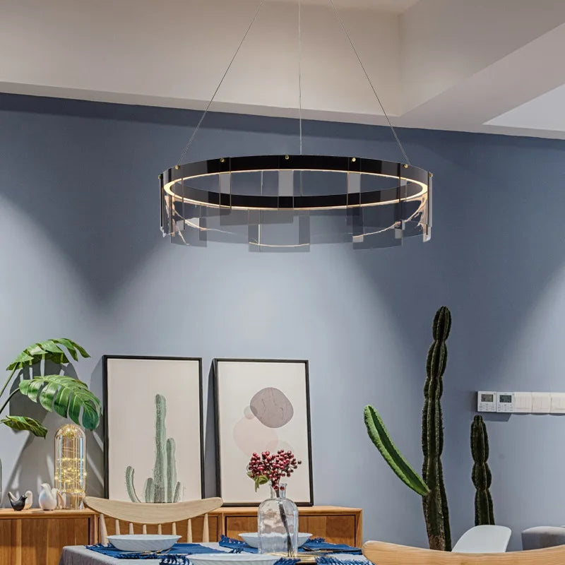 Stratos designer glass LED chandelier for indoor use