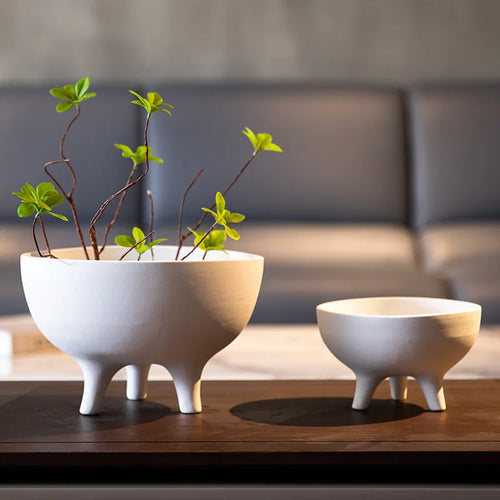 ceramic flower pot tripod flower vase desk storage