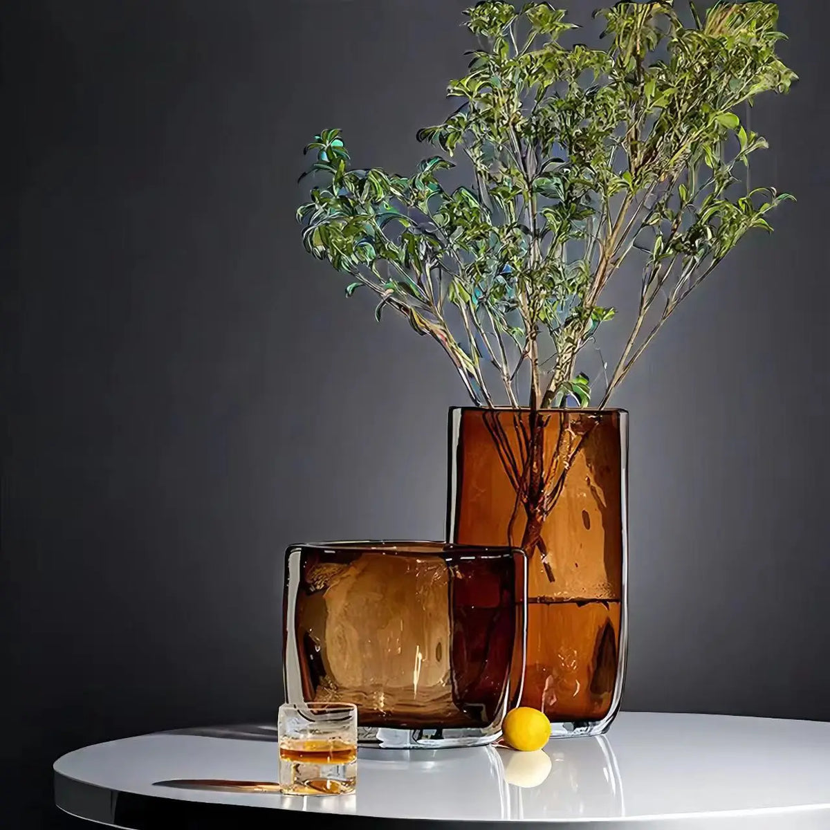 square-mouthed enameled glass vase for floral decoration